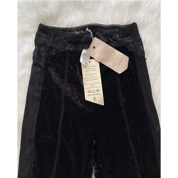 We are HAH I can xxxplain Pants Legging Velvet Lace Black Hi Waist Size XS - NWT - Picture 6 of 12